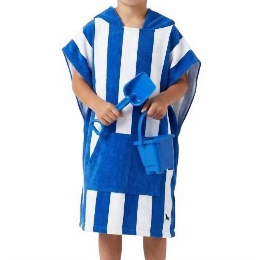NEW DOCK & BAY kids' hooded ponchos in blue and white stripe